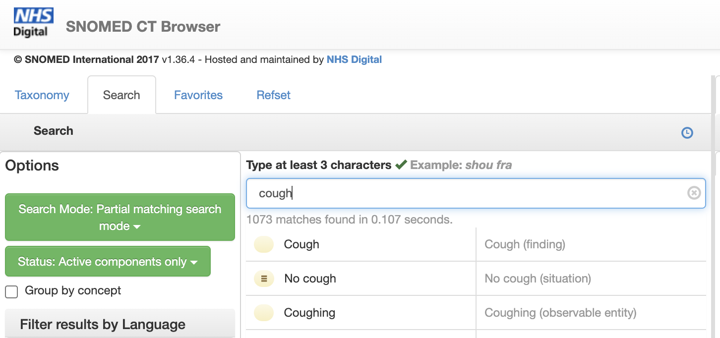 SNOMED-CT Cough